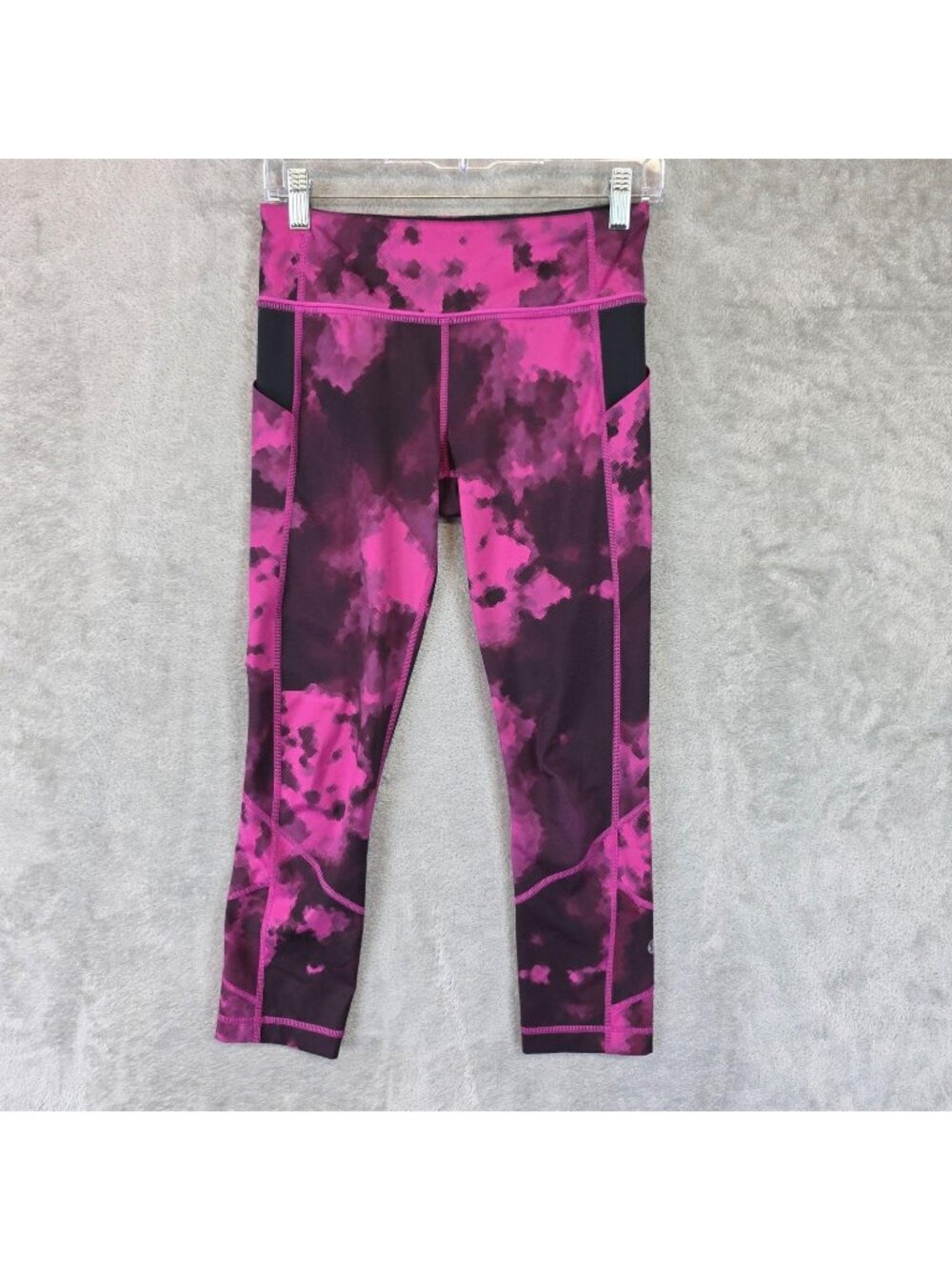 Lululemon Crop Leggings Womens 4 Pink Tie Dye Pockets High Rise Yoga Athletic